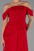 Robe de Soirée Longue Mousseline Rouge ABU6345