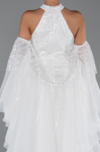 Robe de Soirée Longue Perlé Blanc ABU6348