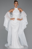 Robe de Soirée Longue Perlé Blanc ABU6348
