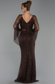 Robe de Soirée Longue Perlé Brun ABU6349