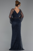 Robe de Soirée Longue Perlé Bleu Marine ABU6349