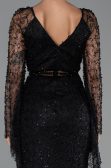 Robe de Soirée Longue Perlé Noir ABU6349