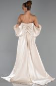 Robe de Soirée Longue Perlé Beige ABU6351