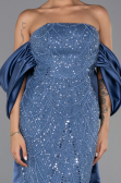 Robe de Soirée Longue Perlé Indigo ABU6351