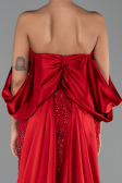 Robe de Soirée Longue Perlé Rouge ABU6351