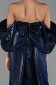 Robe de Soirée Longue Perlé Bleu Marine ABU6351