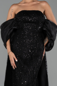 Robe de Soirée Longue Perlé Noir ABU6351