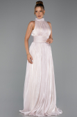 Robe de Soirée Longue Mousseline Beige ABU6352