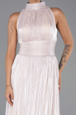 Robe de Soirée Longue Mousseline Beige ABU6352