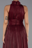 Robe de Soirée Longue Mousseline Rouge Bordeaux ABU6352