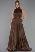 Robe de Soirée Longue Mousseline Brun ABU6352