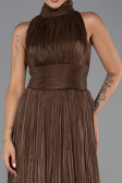 Robe de Soirée Longue Mousseline Brun ABU6352