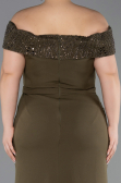 Robe de Soirée Grande Taille Longue Kaki ABU6302