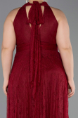 Robe de Soirée Grande Taille Longue Dantelle Rouge Bordeaux ABU6330
