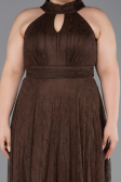 Robe de Soirée Grande Taille Longue Dantelle Brun ABU6330