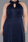 Robe de Soirée Grande Taille Longue Dantelle Bleu Marine ABU6330