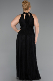Robe de Soirée Grande Taille Longue Dantelle Noir ABU6330