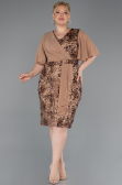 Robe De Invitation Grande Taille Midi Squameuse Cuivre ABK2666