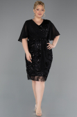 Robe De Invitation Grande Taille Midi Squameuse Noir ABK2666