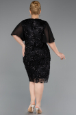 Robe De Invitation Grande Taille Midi Squameuse Noir ABK2666