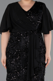 Robe De Invitation Grande Taille Midi Squameuse Noir ABK2666