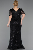 Robe de Soirée Grande Taille Longue Perlé Noir ABU6334