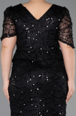 Robe de Soirée Grande Taille Longue Perlé Noir ABU6334