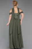 Robe de Soirée Grande Taille Longue Mousseline Kaki ABU5551