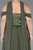 Robe de Soirée Grande Taille Longue Mousseline Kaki ABU5551