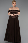 Robe de Soirée Grande Taille Longue Mousseline Brun ABU5551