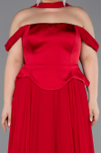 Robe de Soirée Grande Taille Longue Mousseline Rouge ABU5551