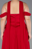 Robe de Soirée Grande Taille Longue Mousseline Rouge ABU5551