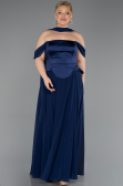 Robe de Soirée Grande Taille Longue Mousseline Bleu Marine ABU5551