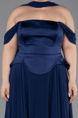 Robe de Soirée Grande Taille Longue Mousseline Bleu Marine ABU5551