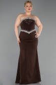 Robe De Soirée Grande Taille Longue Brun ABU6338