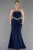 Robe De Soirée Grande Taille Longue Bleu Marine ABU6338