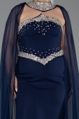 Robe De Soirée Grande Taille Longue Bleu Marine ABU6338