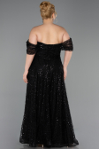 Robe De Soirée Grande Taille Longue Perlé Noir ABU6347
