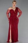 Robe De Soirée Grande Taille Longue Dantelle Rouge Bordeaux ABU6339