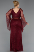 Robe de Soirée Grande Taille Longue Perlé Rouge Bordeaux ABU6350