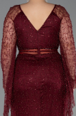 Robe de Soirée Grande Taille Longue Perlé Rouge Bordeaux ABU6350