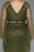 Robe De Soirée Grande Taille Longue Perlé Kaki ABU6350