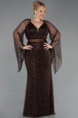 Robe De Soirée Grande Taille Longue Perlé Brun ABU6350