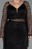 Robe De Soirée Grande Taille Longue Perlé Noir ABU6350