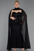 Robe de Soirée Grande Taille Longue Dantelle Noir ABU6361