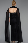 Robe de Soirée Grande Taille Longue Dantelle Noir ABU6361