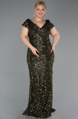 Robe De Soirée Grande Taille Longue Squameuse Kaki ABU6282