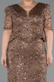Robe de Soirée Grande Taille Longue Perlé Cuivre ABU6334