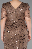Robe de Soirée Grande Taille Longue Perlé Cuivre ABU6334