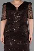 Robe de Soirée Grande Taille Longue Perlé Brun ABU6334